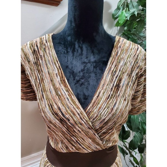 Rabbits Designs Women's Brown Polyester V-Neck Short Sleeve Knee Length Dress 12 - Picture 5 of 11